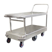 Galvanised Steel 6 Wheel 2 Level Stock Trolley - Large