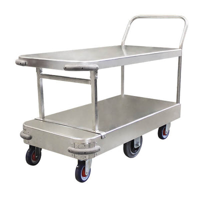 Galvanised Steel 6 Wheel 2 Level Stock Trolley - Large