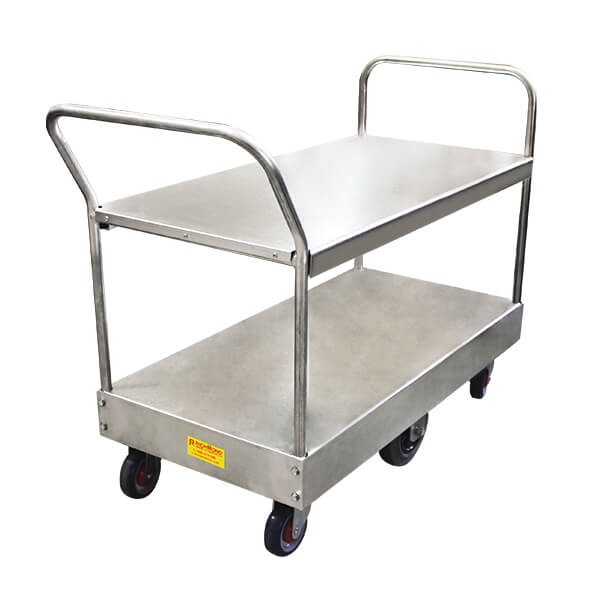 Heavy Duty Galvanised Steel Double Handle Two Level Trolley - Large