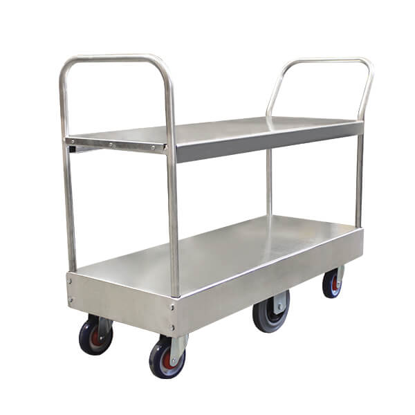 Heavy Duty Galvanised Steel Double Handle Two Level Trolley - Standard