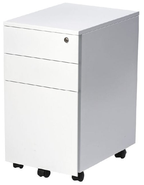 Firstline 3 Drawer Slimline Lockable Steel Desk Mobile - 2 Colour Options