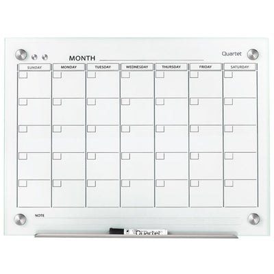 Quartet Infinity Glass Calendar Board with White Back - 600mm x 900mm