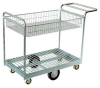 Two Level Stock Trolley with Upper Mesh Basket