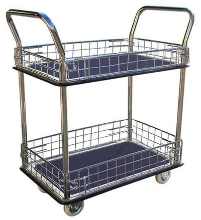 Standard 2 Level Shelf Trolley with Removable Mesh Sides