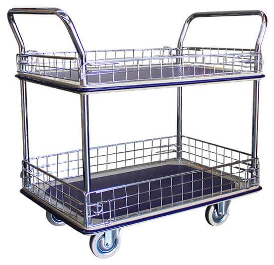 Large 2 Level Shelf Trolley with Removable Mesh Sides