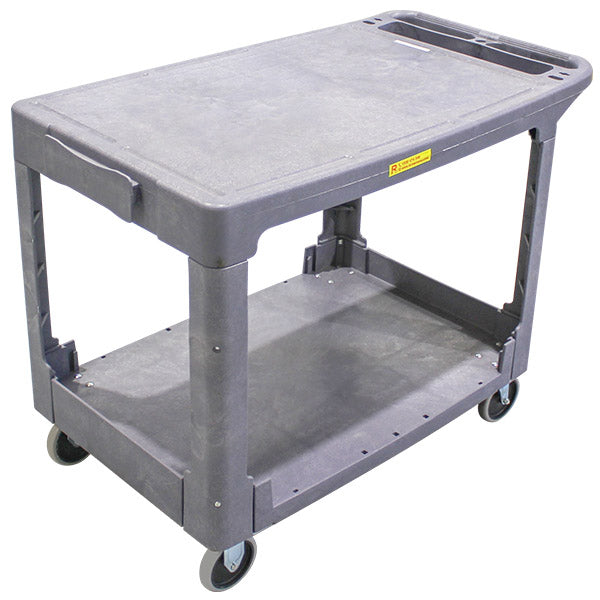 Large 2 Level Plastic Service Trolley with Flat Shelves