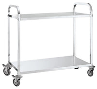 Two Level Stainless Steel Trolley - with Flat Shelves