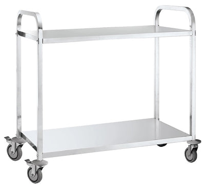 Two Level Stainless Steel Trolley - with Flat Shelves