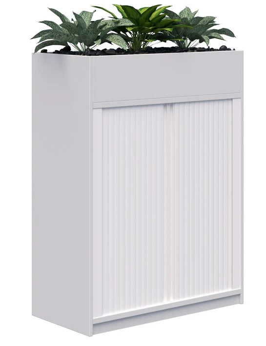 Rapid Tambour Cabinet Planter with Artificial Plants - Non-locking - 4 Sizes