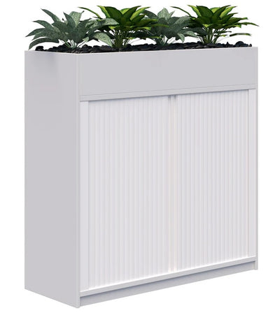 Rapid Tambour Cabinet Planter with Artificial Plants - Non-locking - 4 Sizes