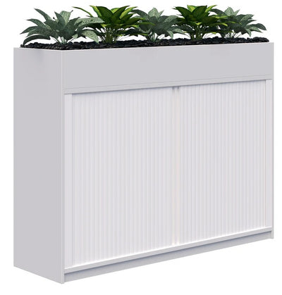 Rapid Tambour Cabinet Planter with Artificial Plants - Non-locking - 4 Sizes