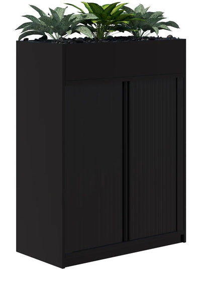 Rapid Tambour Cabinet Planter with Artificial Plants - Non-locking - 4 Sizes