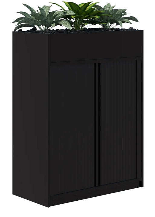 Rapid Tambour Cabinet Planter with Artificial Plants - Non-locking - 4 Sizes