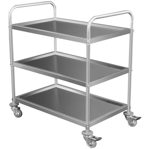Large Three Tier Stainless Steel Service Trolley