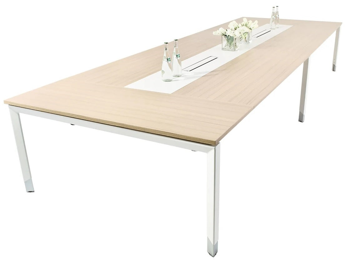 Oblique Height Adjustable Boardroom Table with Power & Data Modules - 2 Sizes