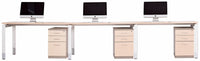Oblique 3 Person Straight Height Adjustable Desk - 3 Sizes