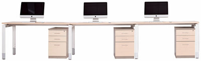 Oblique 3 Person Straight Height Adjustable Desk - 3 Sizes