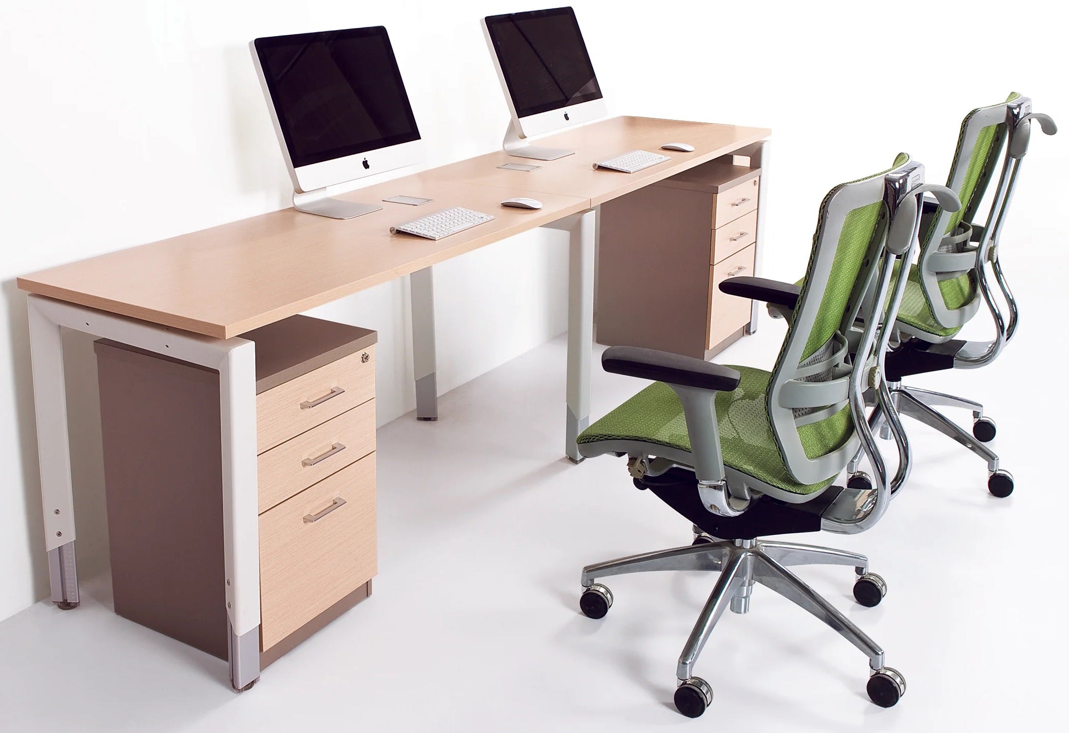 Oblique 2 Person Straight Height Adjustable Desk - 3 Sizes