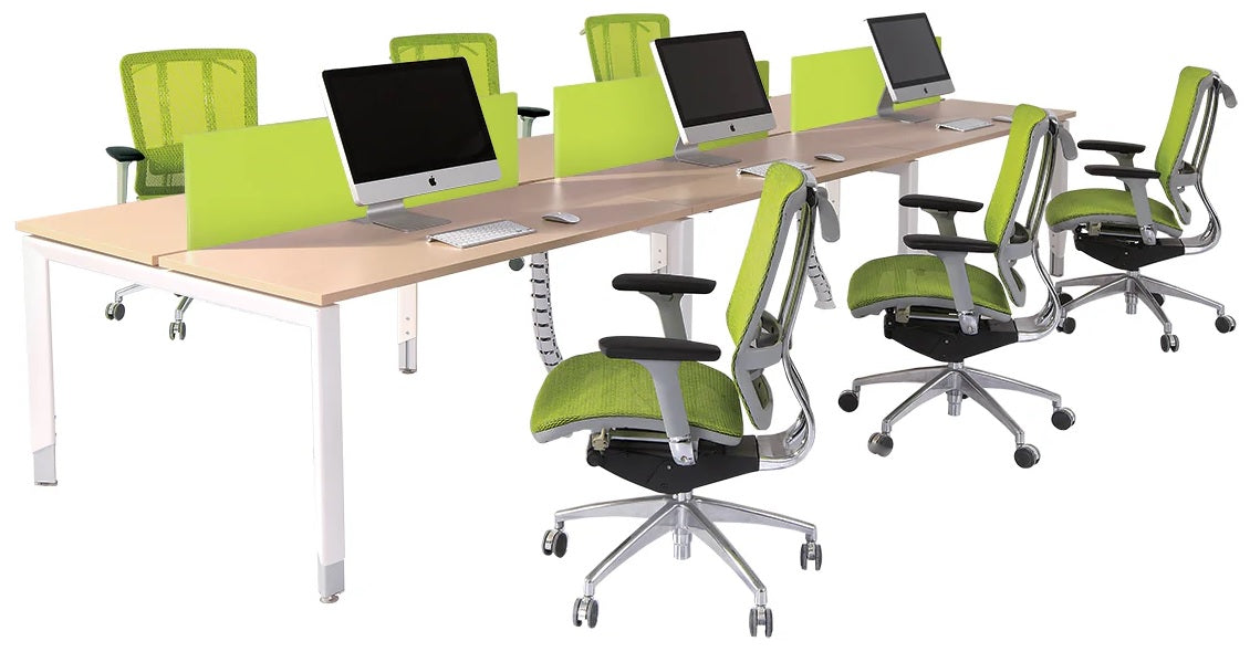 Oblique 6 Person Back to Back Height Adjustable Desk - 3 Sizes