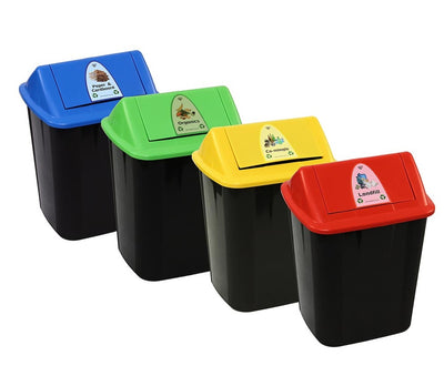 Colour-coded Waste Separation/Recycling Bins - 32 Litres - 4 Categories