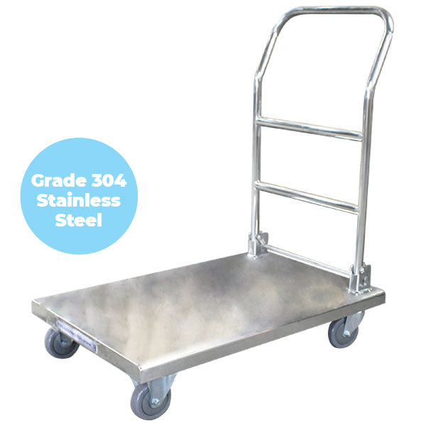 Stainless Steel Platform Trolley with Higher Handle