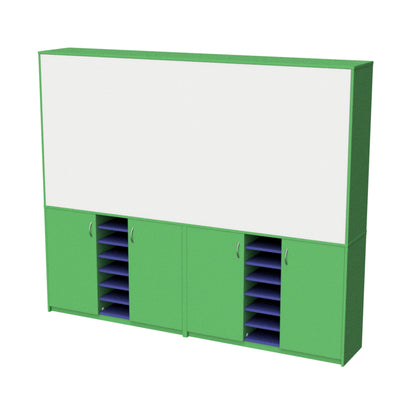 Teachers Wall Unit with Sliding Whiteboards - Two Sizes
