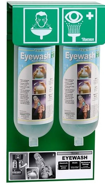 Tobin Eyewash Wall-mounting Stand – ph Neutralising Buffer Solution - 2 Bottles