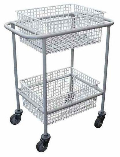 Double Basket Trolley with Plastic Coated Wire Baskets - 2 Sizes