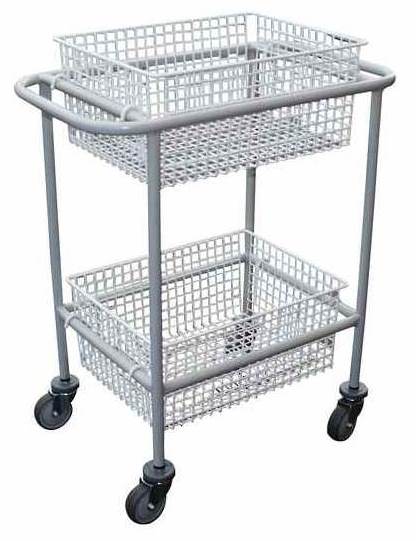 Double Basket Trolley with Plastic Coated Wire Baskets - 2 Sizes