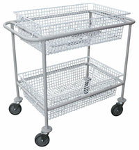 Double Basket Trolley with Plastic Coated Wire Baskets - 2 Sizes