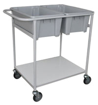 Large Double Plastic Bin & Shelf Trolley