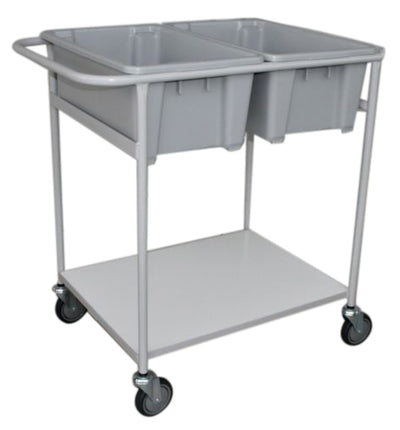 Large Double Plastic Bin & Shelf Trolley