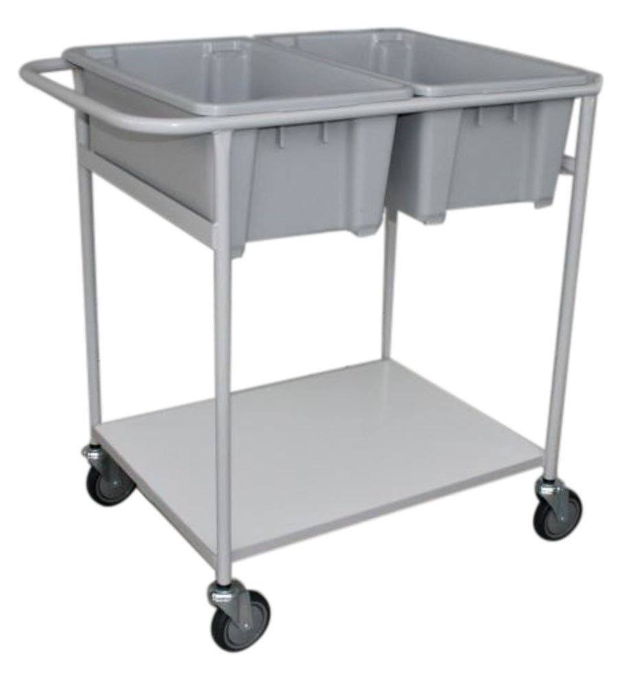 Large Double Plastic Bin & Shelf Trolley
