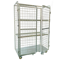 Wire Mesh Three Level Mobile Shelf Cage with Door Options